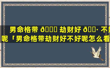 男命格带 🐞 劫财好 🌷 不好呢「男命格带劫财好不好呢怎么看」